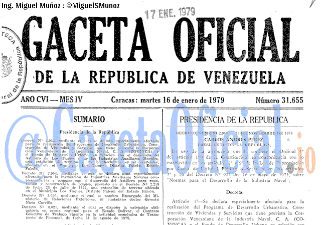 Gaceta Oficial 31655 del 16 Enero 1979