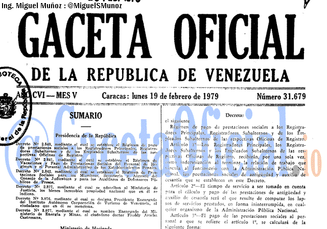 Gaceta Oficial 31679 del 19 Febrero 1979