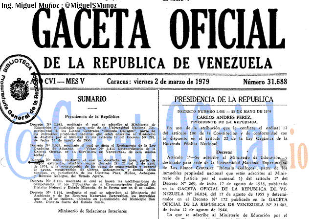 Gaceta Oficial 31688 del 2 Marzo 1979