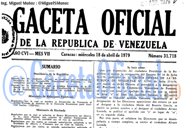 Gaceta Oficial 31718 del 18 Abril 1979