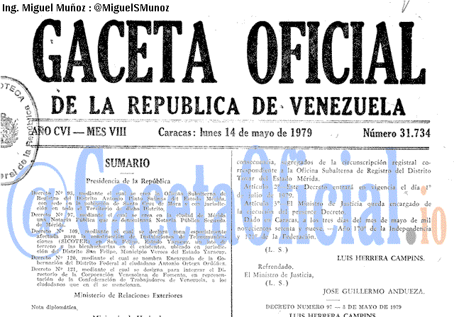 Gaceta Oficial 31734 del 14 Mayo 1979