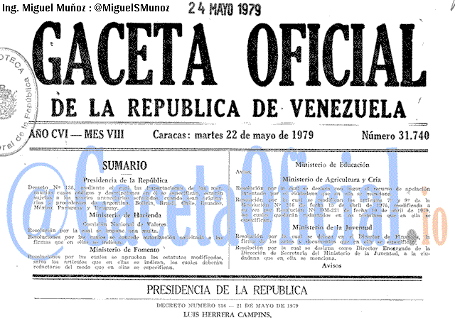 Gaceta Oficial 31740 del 22 Mayo 1979