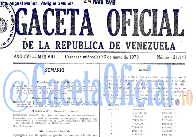 Gaceta Oficial 31741 del 23 Mayo 1979