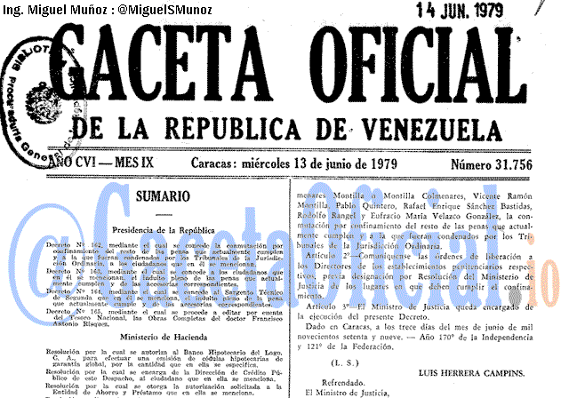 Gaceta Oficial 31756 del 13 Junio 1979