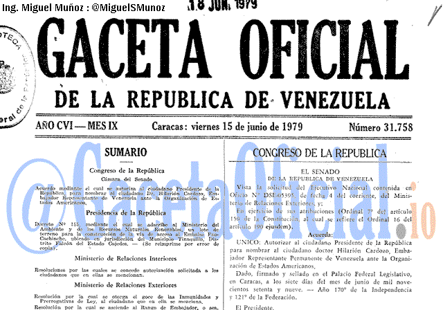 Gaceta Oficial 31758 del 15 Junio 1979