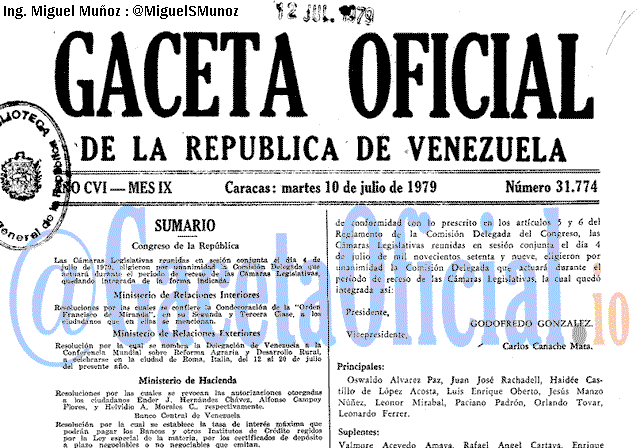 Gaceta Oficial 31774 del 10 Julio 1979
