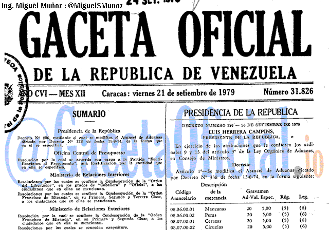 Gaceta Oficial 31826 del 21 Septiembre 1979