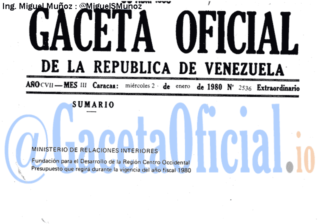 Gaceta Oficial 2536 del 2 Enero 1980
