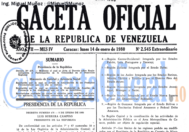 Gaceta Oficial 2545 del 14 Enero 1980