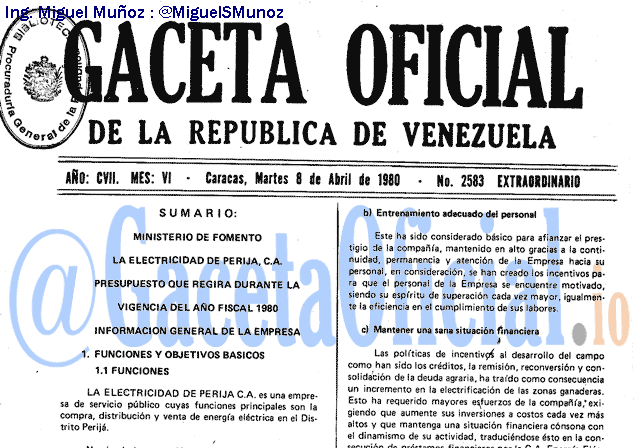 Gaceta Oficial 2583 del 8 Abril 1980
