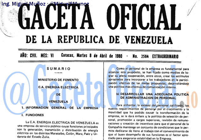 Gaceta Oficial 2584 del 8 Abril 1980