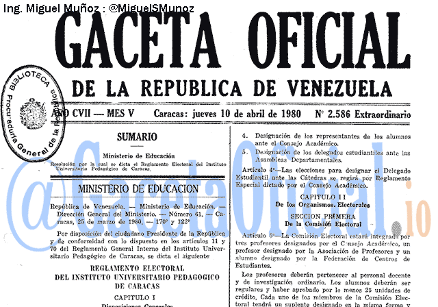 Gaceta Oficial 2586 del 10 Abril 1980