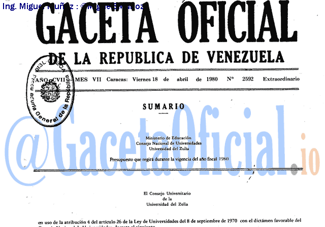 Gaceta Oficial 2592 del 18 Abril 1980