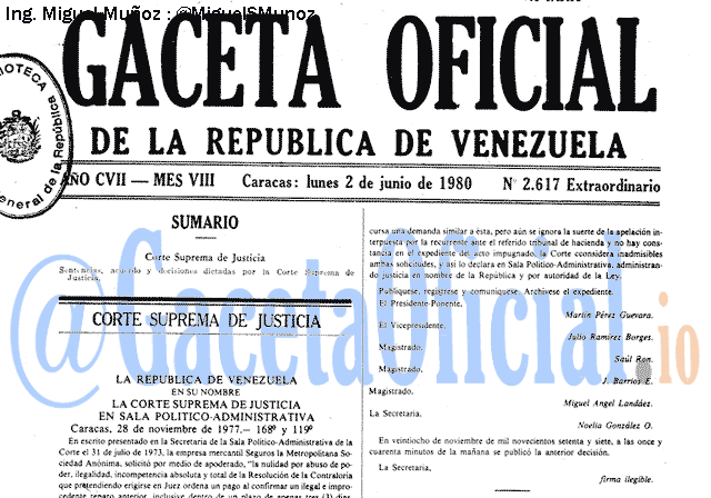 Gaceta Oficial 2617 del 2 Junio 1980