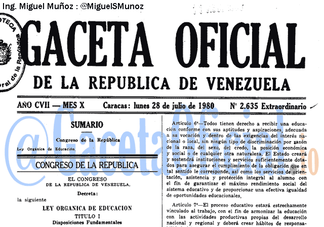 Gaceta Oficial 2635 del 28 Julio 1980
