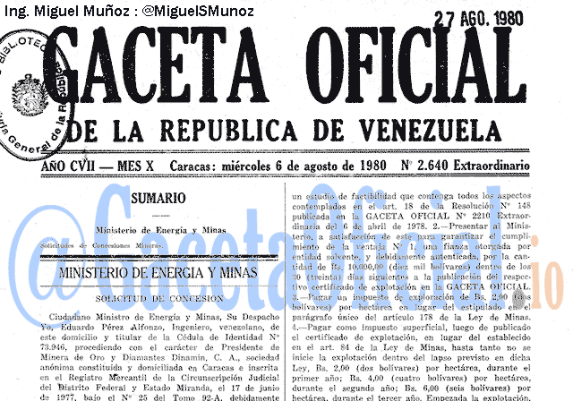 Gaceta Oficial 2640 del 6 Agosto 1980