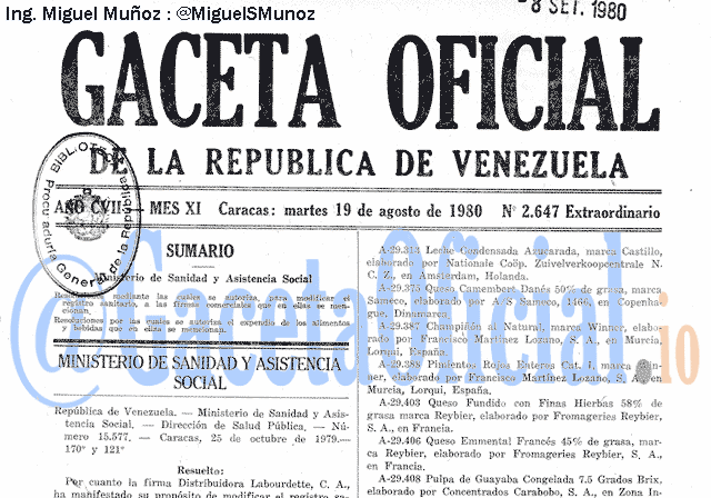 Gaceta Oficial 2647 del 19 Agosto 1980