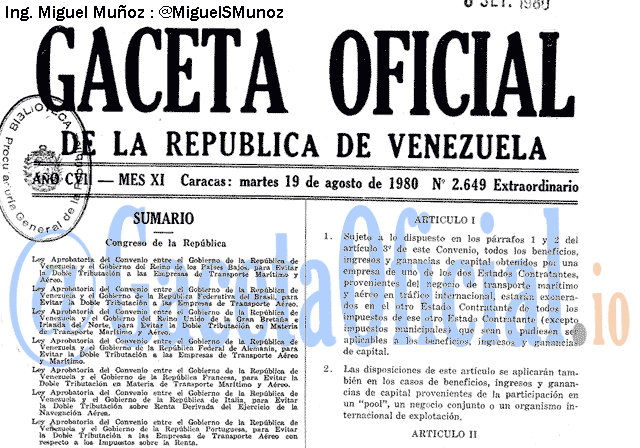Gaceta Oficial 2649 del 19 Agosto 1980