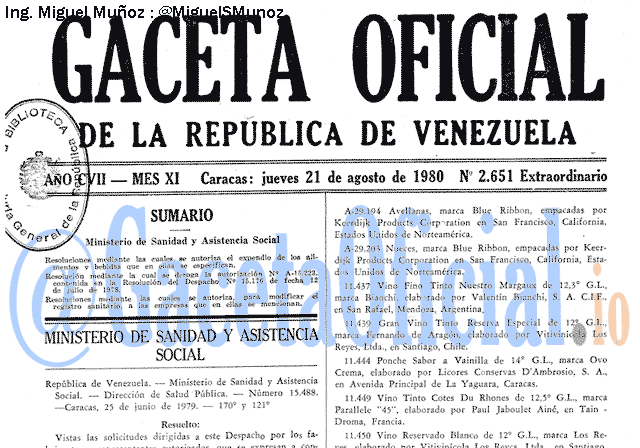 Gaceta Oficial 2651 del 21 Agosto 1980