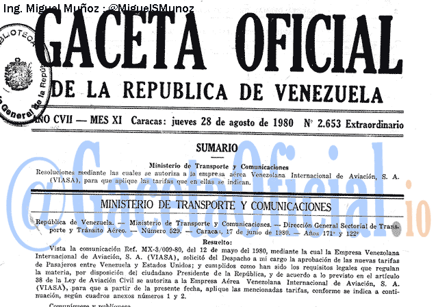 Gaceta Oficial 2653 del 28 Agosto 1980