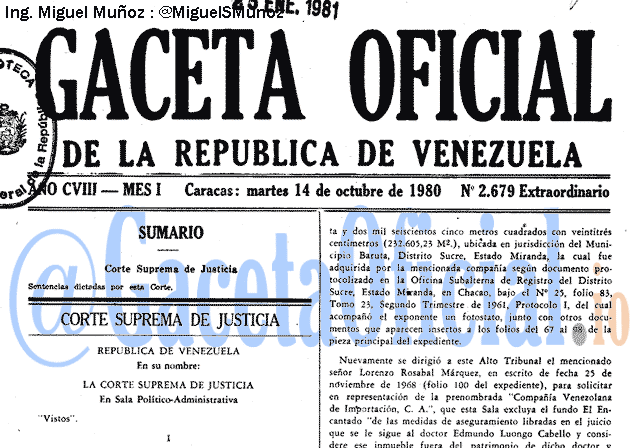 Gaceta Oficial 2679 del 14 Octubre 1980