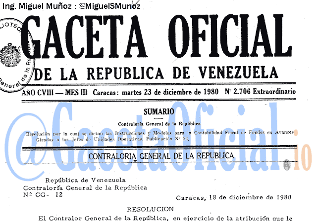 Gaceta Oficial 2706 del 23 Diciembre 1980