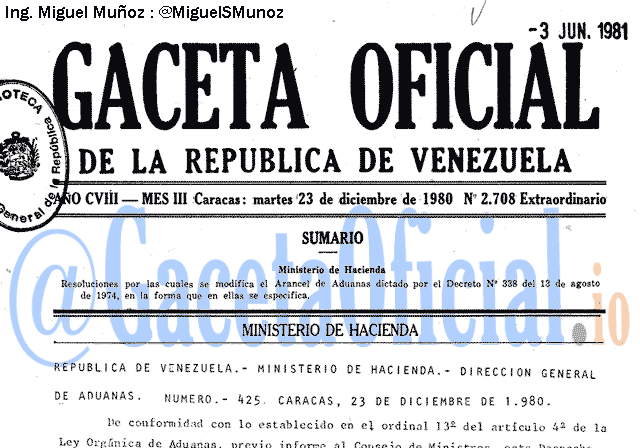 Gaceta Oficial 2708 del 23 Diciembre 1980