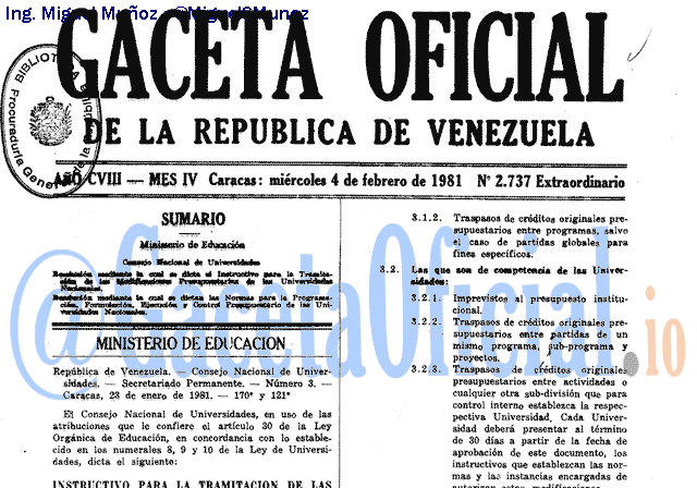 Gaceta Oficial 2737 del 4 Febrero 1981