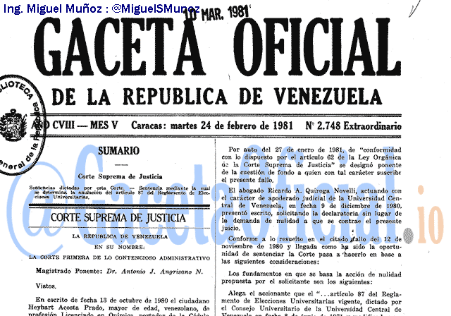 Gaceta Oficial 2748 del 24 Febrero 1981