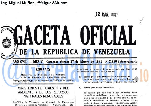 Gaceta Oficial 2750 del 27 Febrero 1981