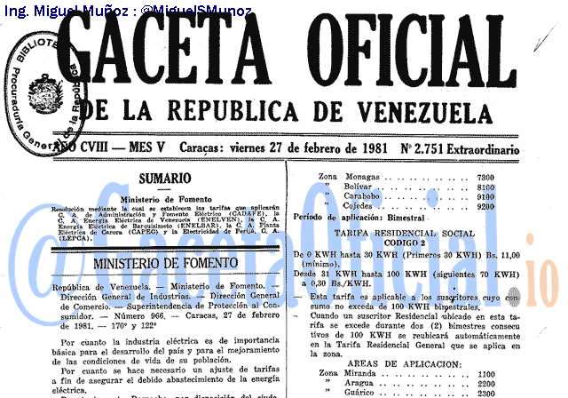 Gaceta Oficial 2751 del 27 Febrero 1981