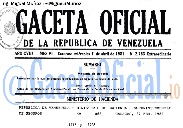 Gaceta Oficial 2763 del 1 Abril 1981