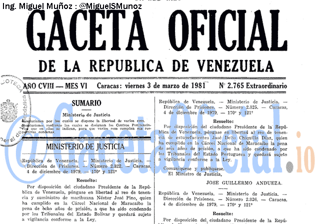 Gaceta Oficial 2765 del 3 Abril 1981
