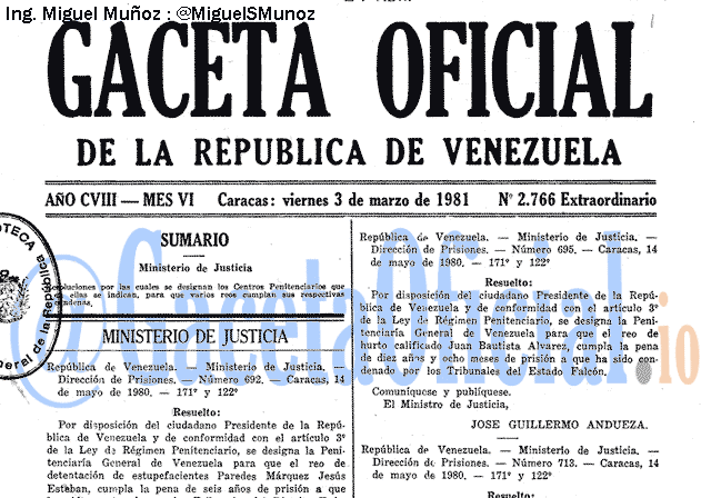 Gaceta Oficial 2766 del 3 Abril 1981