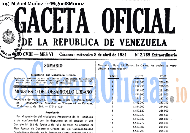 Gaceta Oficial 2769 del 8 Abril 1981