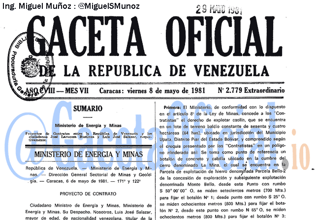 Gaceta Oficial 2779 del 8 Mayo 1981