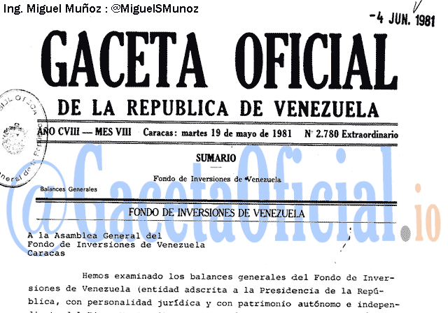 Gaceta Oficial 2780 del 19 Mayo 1981