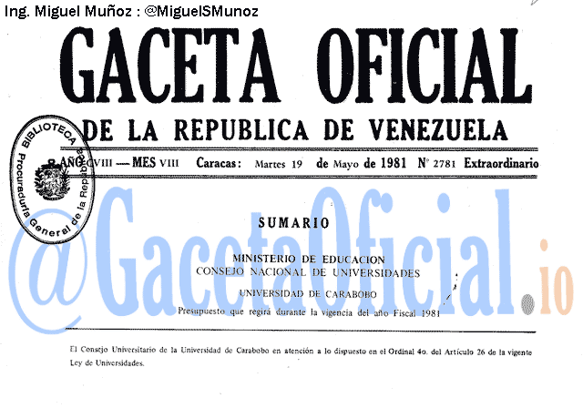Gaceta Oficial 2781 del 19 Mayo 1981