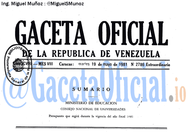 Gaceta Oficial 2786 del 19 Mayo 1981