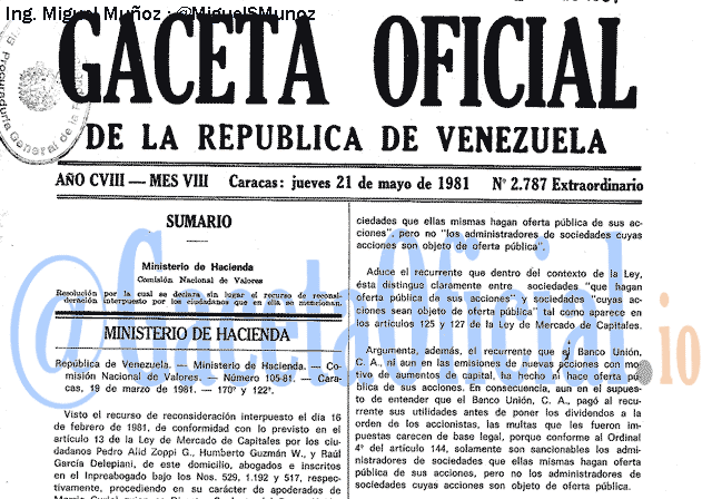 Gaceta Oficial 2787 del 21 Mayo 1981