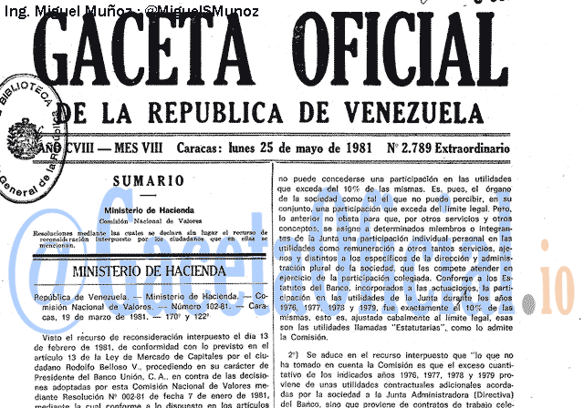Gaceta Oficial 2789 del 25 Mayo 1981
