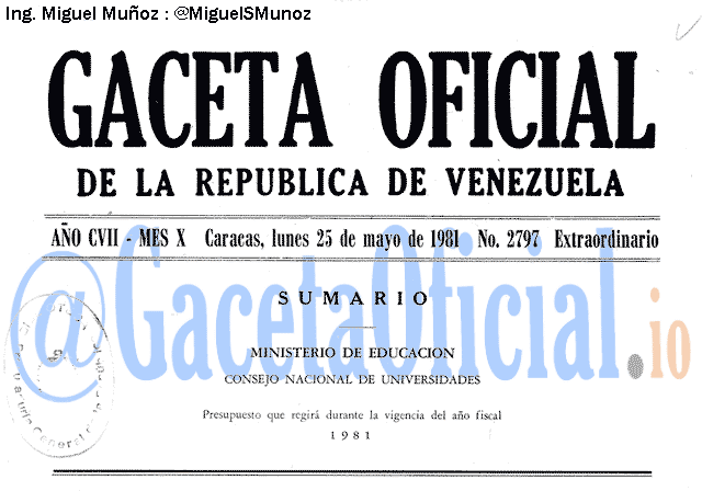 Gaceta Oficial 2797 del 25 Mayo 1981