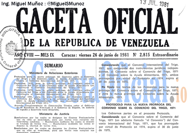 Gaceta Oficial 2815 del 26 Junio 1981