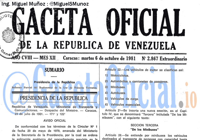 Gaceta Oficial 2867 del 6 Octubre 1981