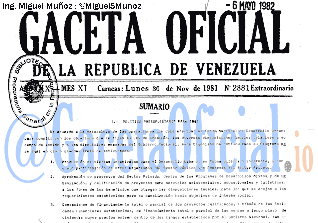 Gaceta Oficial 2881 del 30 Noviembre 1981