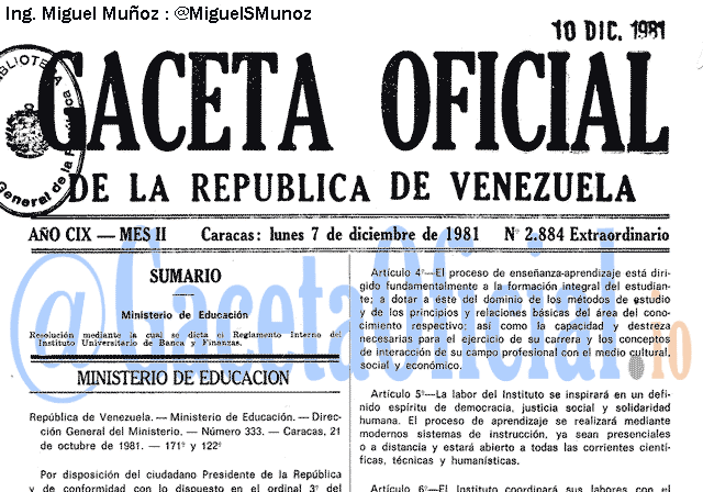 Gaceta Oficial 2884 del 7 Diciembre 1981