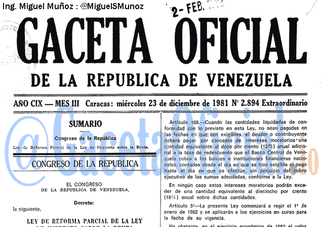 Gaceta Oficial 2894 del 23 Diciembre 1981