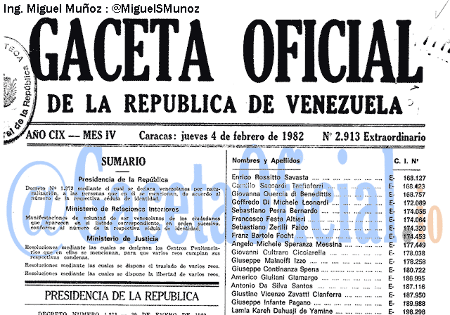 Gaceta Oficial 2913 del 4 Febrero 1982