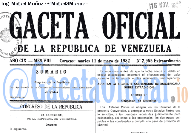 Gaceta Oficial 2955 del 11 Mayo 1982
