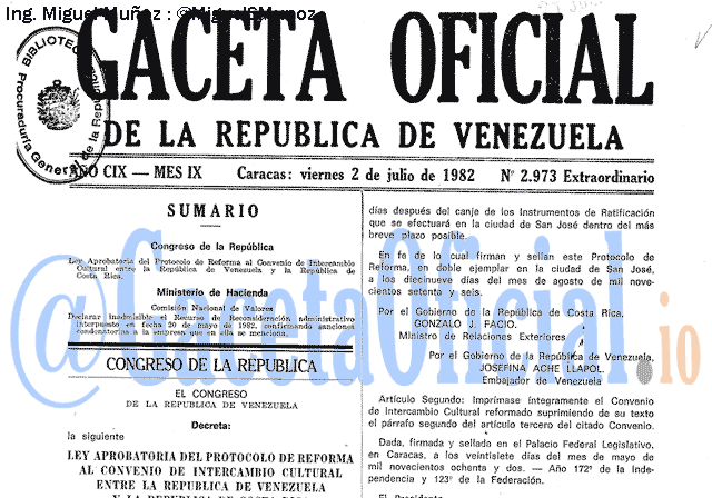 Gaceta Oficial 2973 del 2 Julio 1982